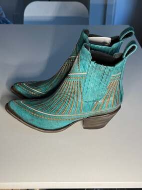 Old Gringo Quincy Turquoise Leather Western Ankle Boots Booties